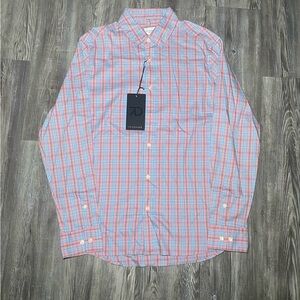 7 Diamonds Plaid Button Down Long Sleeve Blue & Pink Shirt Men's Size S Preppy